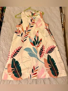 Cynthia Rowley Linen‎ Shift Dress Tropical Abstract Print Size S